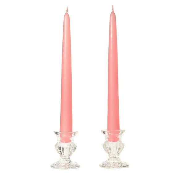 3 Pairs Taper Candles Unscented 10 Inch Dusty Pink Tapers .88 in. diameter x 10 in. tall