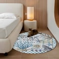 thumbnail image 3 of Blue Beach Coastal Round Area Rug 4 FT, Non Slip Indoor Outdoor Rug, Nautical Seaside Coral Starfish Washable Soft Circular Carpet Non-Shedding Floor Mat for Coffee Table Nursery Foyer Balcony, 3 of 8