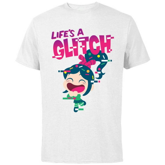 Disney Ralph Breaks the Internet Vanellope Glitch T-Shirt - Short Sleeve Cotton T-Shirt for Adults - Customized-White