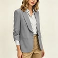 thumbnail image 6 of Giftesty Open Front Jacket Women 3/4 Ruched Sleeve Blazer, Business Casual Lapel Work Suit Jacket with Pockets, 6 of 9