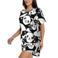 thumbnail image 2 of Rocae Seamless Pattern Cute Panda for Two Piece Sleepwear Pajamas Sets for Women Soft Short-Sleeved Pjs with Lounge Shorts Large, 2 of 9