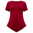 thumbnail image 5 of Women Blouse Shirts for Women Women Classic Summer Solid Color Short Sleeve Irregular Hem Tunic Tops Flowy Blouses Shirt, 5 of 7