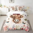 thumbnail image 2 of Highland Cow Full Size Comforter Set with Sheets Garden Flowers Butterfly - 7 Pieces Bed in a Bag Full Western Animals Farmhouse Beddding Sets with Comforter,Flat Sheet,Pillowcases & Shams, 2 of 5