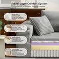 thumbnail image 2 of KeepCharm 67" Corduroy Boneless Loveseat Sofa, Memory Foam & Pocket Spring Cloud Couch, No Assembly Floor Sofa, Deep Seat Frameless Couch, Light Gray, 2 of 8