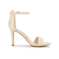 thumbnail image 3 of BLISSFUL STEP Sandales à talons aiguilles en suède à lanières de couleur unie pour femmes, beige, taille 7, 3 of 8