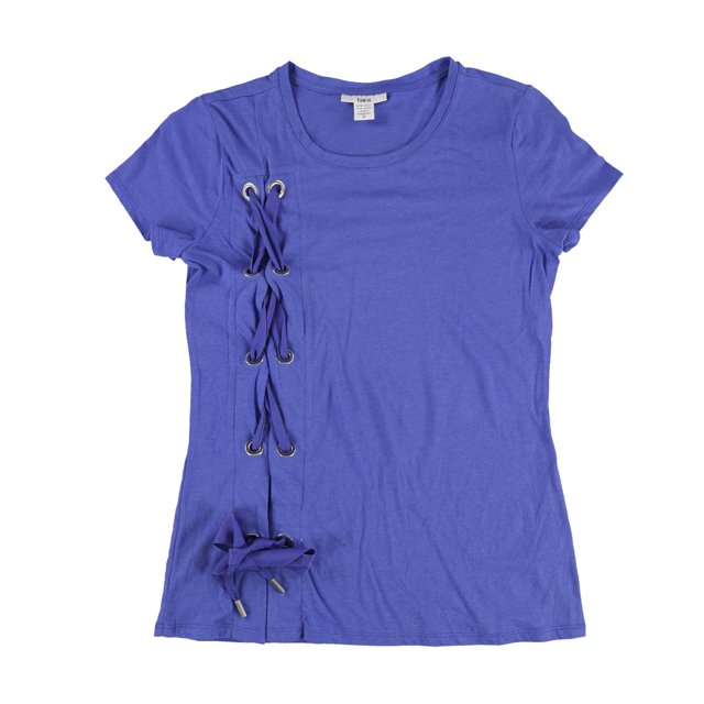 bar III Camiseta básica con cordones para mujer, azul, pequeña