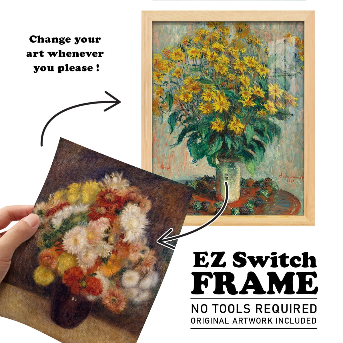 Bouquet of Chrysanthemums -Framed Print w/glass-Natural Wood