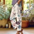 thumbnail image 2 of VNKIDY Womens Watercolor Floral Print High Waist Wide Leg Pants Side Pocket Loose Fit Lightweight Casual Trousers For Summer Daily Wear Beige S, 2 of 5