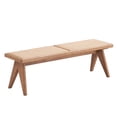 thumbnail image 1 of Tina 51 Inch Dining Bench, Transitional Woven Rattan, Natural Brown Wood, 1 of 6