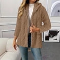 thumbnail image 2 of Fleece Jackets for Women Plus Size Hooded Long Sleeve Solid Color Warm Winter Coat Casual Thicken Fleece Lined Cardigan Outerwear, 2 of 8