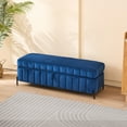 thumbnail image 3 of NEW 49.21" Wide Upholstered Velvet Storage Soft Bench Footstool Ottoman End of Bed with Metal Legs, Foot Rest for Living Room, Entryway and Bedroom. Navy, 3 of 8
