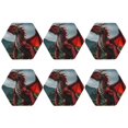 thumbnail image 2 of Pofeuu Majestic Red Dragon Print Leather Coasters Set of 6, Round Cups Mugs Mat Pad for Home Kitchen Heat Resistant Drink Coasters,Hexagon, 2 of 7