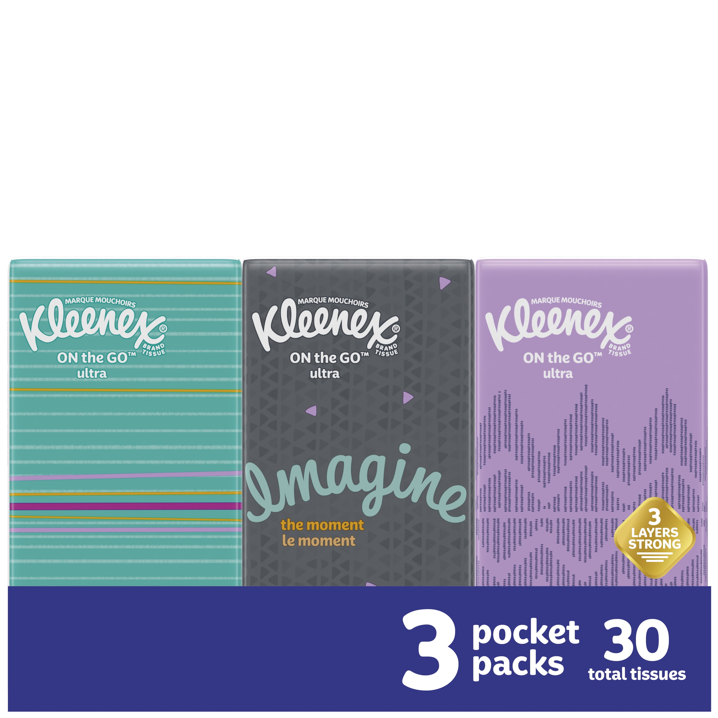 Kleenex On-the-Go Facial Tissues, 3 Packs (30 Total Tissues)