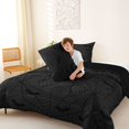 thumbnail image 4 of Homewish Dark Halloween Spider Web Queen Comforter Set,Bat Silhouette Print Comforter Sets Queen,Black Gray,Black Reversible,3 Pieces,1 Comforter and 2 Pillowcases, 4 of 7