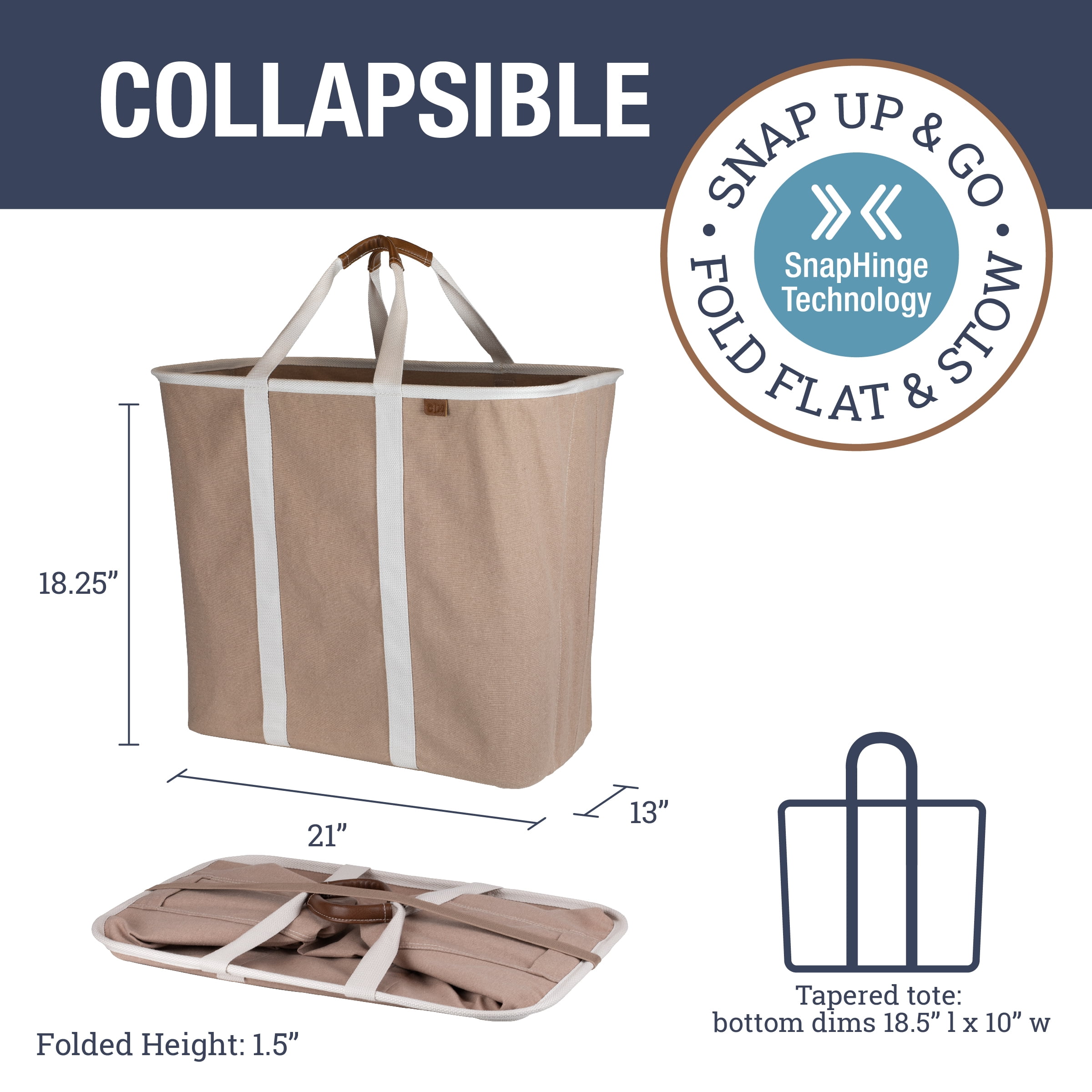 CleverMade Collapsible Fabric Laundry Hamper Premium, Mocha,, 2 Pack