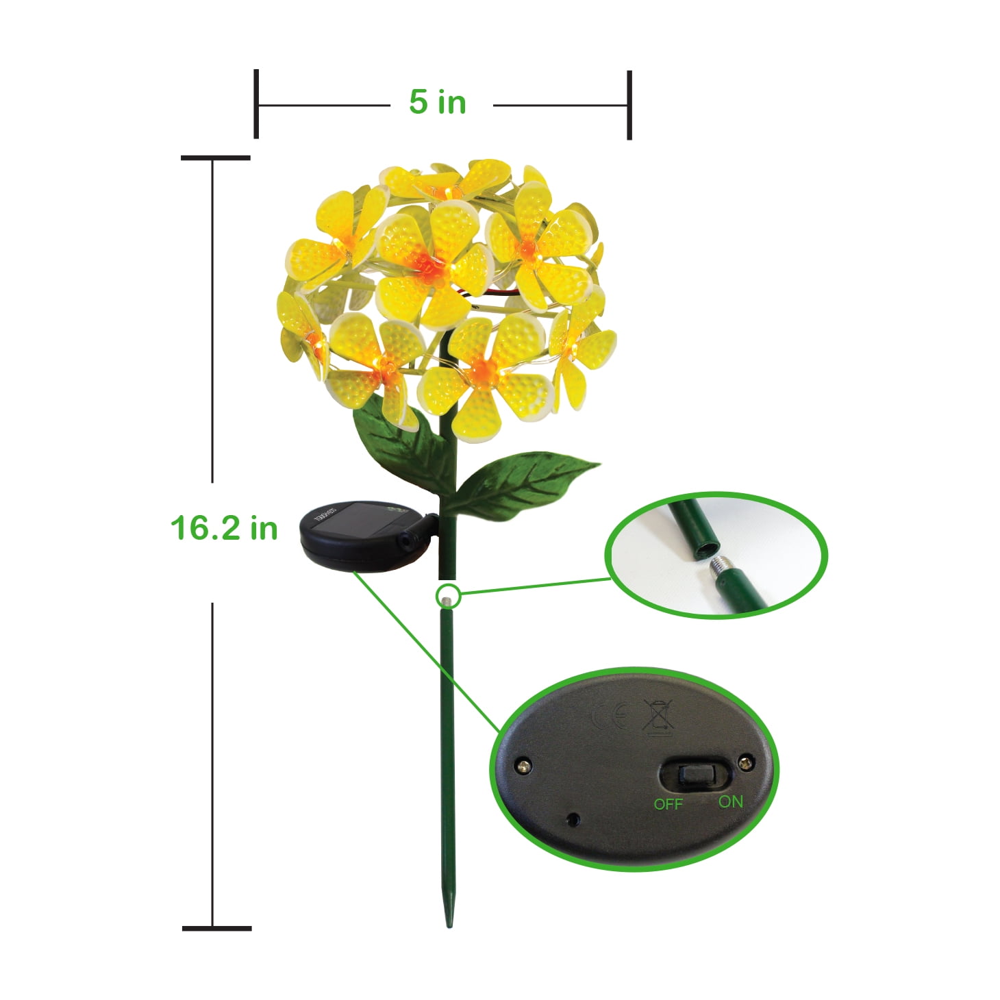 Solar LED Metal Flower Stake Lights - Multiple Colors