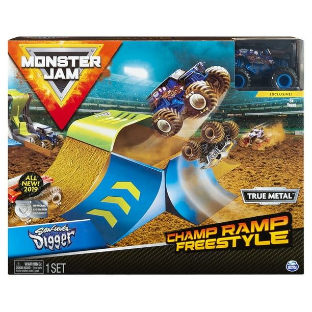Monster Jam, Official Champ Ramp Freestyle Playset Featuring Exclusive 1:64 Scale Die-Cast Son-uva Digger Monster Truck