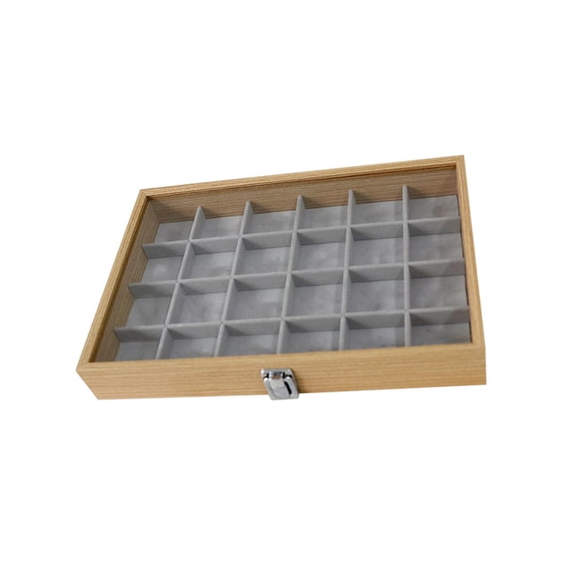 Bandeja apilable para joyería, caja de almacenamiento con placa de cubierta, caja organizadora de madera, soporte de exhibición para pendientes, colga Estilo B Yinane Bandeja de almacenamiento de joyas