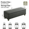 thumbnail image 5 of 51" Faux Leather Storage Ottoman Bench with Wooden Legs, Tufted Upholstered Seat, Sturdy & Spacious for Bedroom, Entryway, Living Room, Dark Gray, 5 of 9