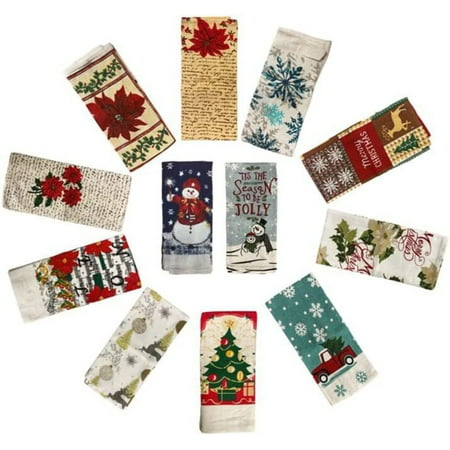 

Set of 4 Christmas Holiday Print Velour Terry Kitchen Towels Size : 15 x 25 - 4 Assorted Design - Design May Very.
