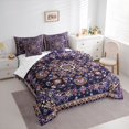 thumbnail image 3 of jejeloiu Retro Flowers 7-Piece Twin Bedding Sets,Purple Brown Bedding Comforter Set For Girls Kids Reversible, 3 of 8