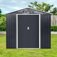 thumbnail image 4 of 7x4.3 FT Outdoor Storage Shed, Metal Garden Tool Shed with Vents, Window and Sliding Door, Waterproof Organization for Home/Backyard/Lawn Storage, Grey, 4 of 7
