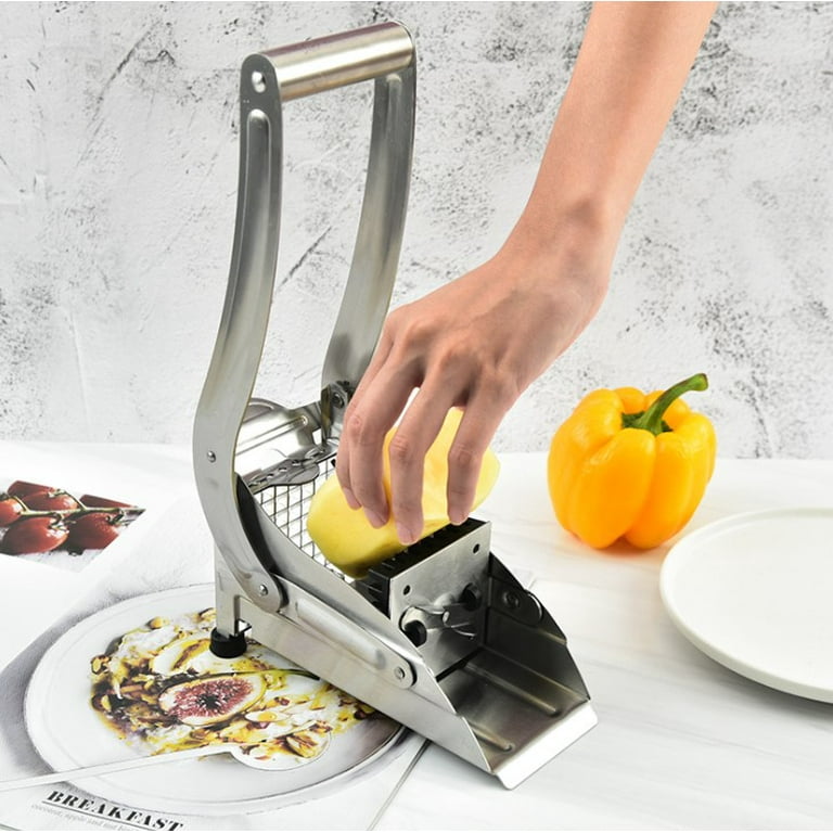 Stainless Steel Chopper Maker French Fry Cutter No-Slip Suction Base,  Commercial Grade Vegetable and Potato Slicer, Includes two Blade Size Cutter  Manual Cutter Cucumber Dicing Dicing Device 