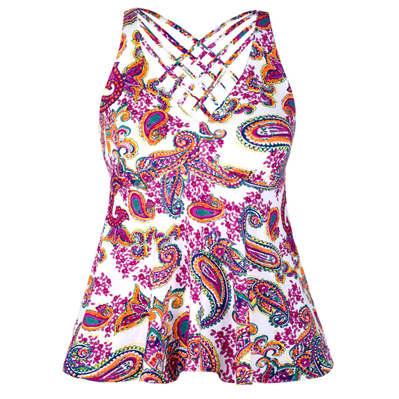 Firpearl Women's Tankini Swimsuits Cross Back Flowy Swim Tops Modest Swimwear