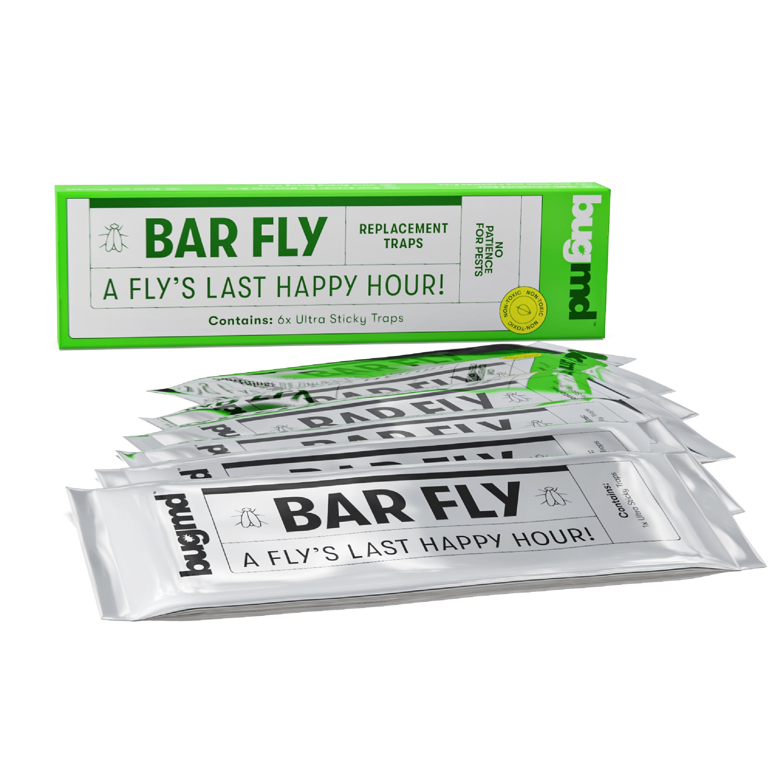 BugMD Barfly Window Replacement Traps (6 Pack) Window Fly Paper, Fly