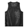 thumbnail image 7 of Men's Solid Color Mesh Hooded V Neck Hollow Thin Sleeveless Loose I Vest Top, 7 of 7