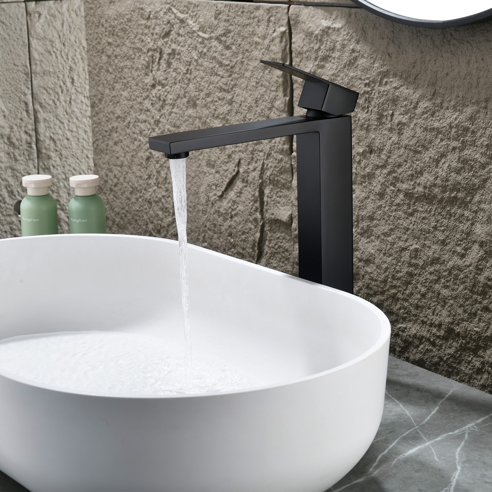Cobbe Single-Hole Installation Bathroom Vessel Sink Faucet Single-Handle with Pop-Up Drain Faucet Matte Black