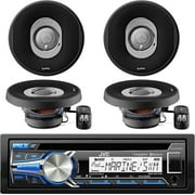 JVC KD-R85MBS Marine Motorcycle Sports CD Receiver with Bluetooth USB AUX SiriusXM iPod Stereo Receiver Player With 4 X Infinity 5.25" 165 Watts 2 Way Car Marine Audio Speakers
