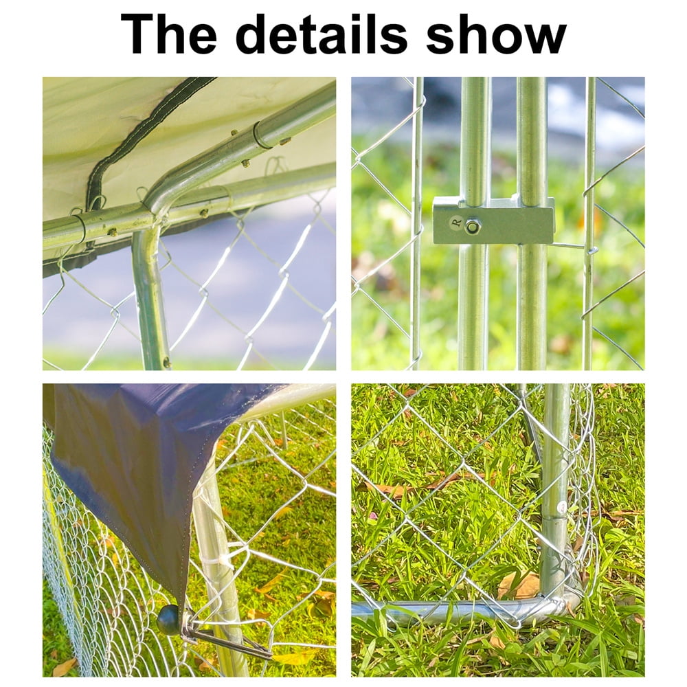 10 x 10 ft ( 118" x 118" x 67" ) Outdoor Dog Kennel Outside Large Heavy Duty Shade Dog Pen Playpen Pet Dog Enclosure Crate Dog Run House with UV & Waterproof Cover