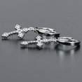 thumbnail image 4 of Hitanshu Jewels 14k White Gold CZ Silver Plated Cross Drop Dangle Huggie Hoop Earrings, 4 of 4