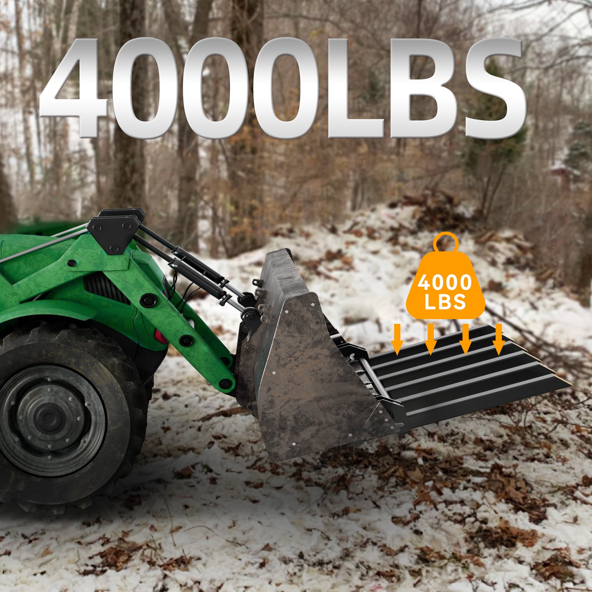 Dextrus 4000 lbs Heavy Duty Clamp-on Debris Forks, Quick Attach Pallet Fork for 60" Tractor Loader Skid Steer Bucket
