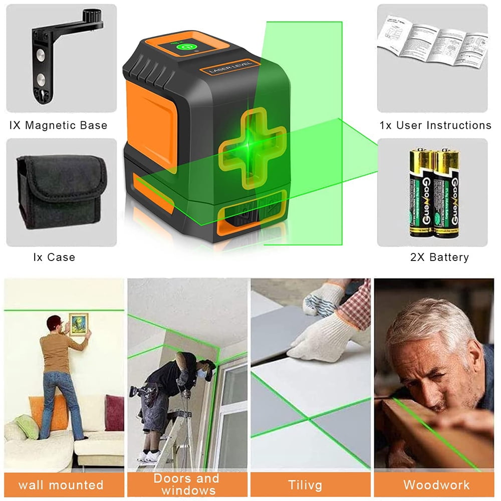 BOAYAL Laser Level 100ft/30m, Green Cross Line,  Self-Leveling, with 2 AA Battery Magnetic Bracket IP54 for Picture Hanging Tile Home DIY Construction