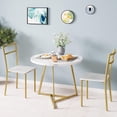 thumbnail image 1 of Twister.CK 3 Piece Round Kitchen Table Set, Dining Table and Chairs for 2, Modern Dining Table Set with 2 Heat Resistant Placemats, for Small Space, Apartment, White, 1 of 7