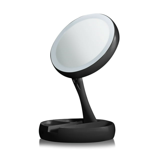 My Foldaway Mirror The Lighted Double Sided Vanity 10x Magnification As Seen On Tv Black Com My Foldaway Mirror The Lighted Double, Lighted Vanity Mirror As Seen On Tv