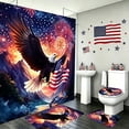 thumbnail image 5 of 4 Piece Patriotic Bathroom Set with Shower Curtain Toilet Seat Cover Floor Mat and U-Shaped Pad for Fourth of July Themed Bathroom Decor Complete Matching Ensemble, 5 of 6