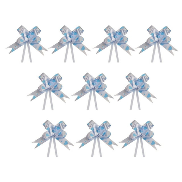 Bearachild 10 piezas Bow Pull Decor Arts Multi-colores Exquisito embalaje festivo Plástico ligero Tirado a mano Flor Navidad Kits de decoración para fiestas Corazón/Azul Claro
