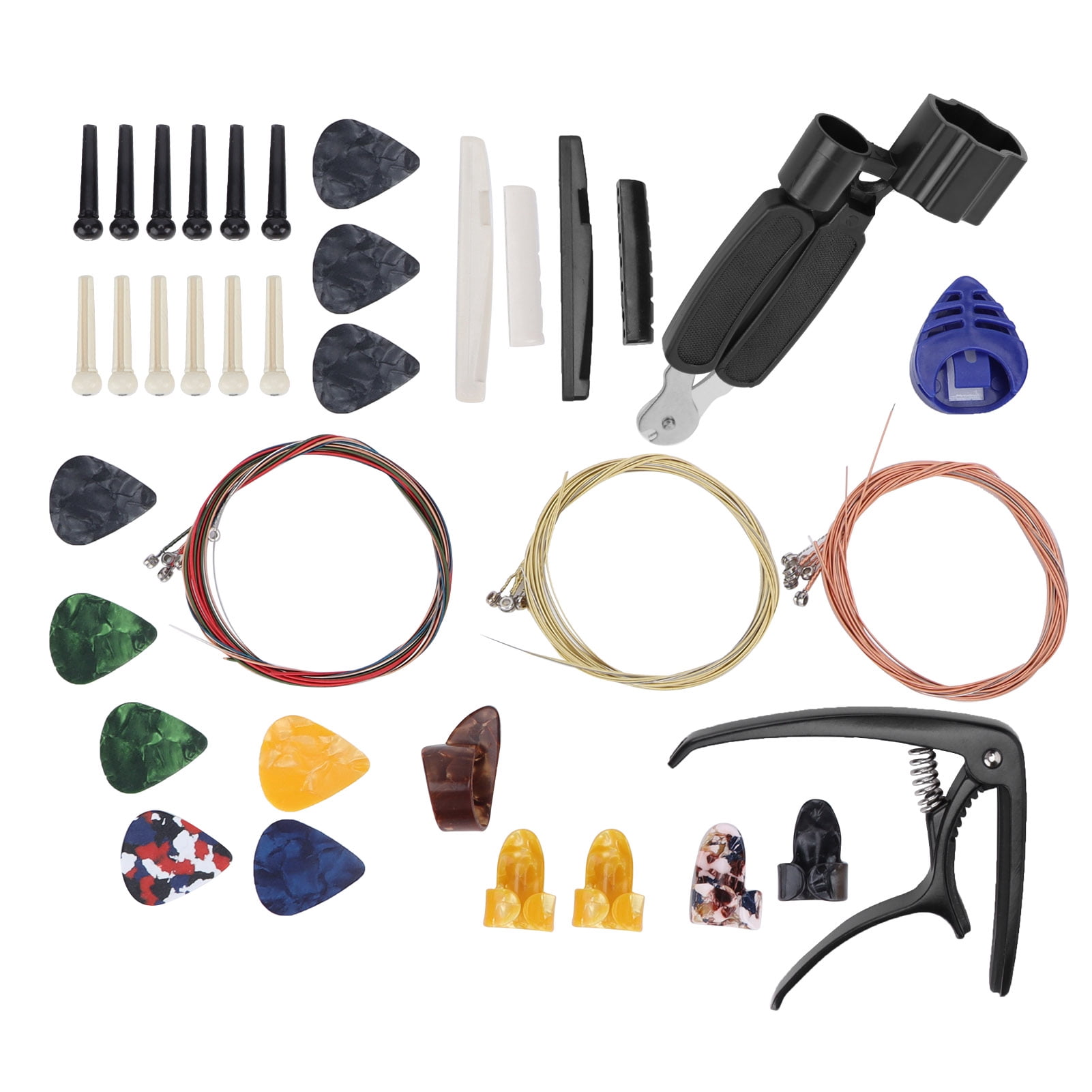 Guitar String Replacement Kit Accessory Set Changing Tool Pack Pick Holder Bridge Pin