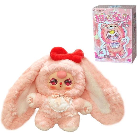 Baby Three Blind Box Plush Doll, Large Baby Three 400% Sweetheart Series Collectible Figures, Kawaii Mystery Box Toys for Birthday Gifts, Single Box (1 of 15 Possible Styles)