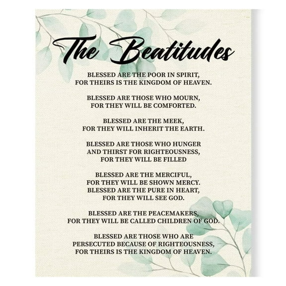 The Beatitudes Scripture Poster, Christian Canvas Wall Poster, Religious Home And Church Decor, Canvas Wall Art, Spiritual Motivational Bible Verse Scripture Decor, Beatitudes Poster
