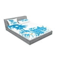 thumbnail image 2 of Ambesonne Tropical Fitted Sheet & Pillow Sham Set, Hawaiian Island Aqua, Full, Aqua White, 2 of 2