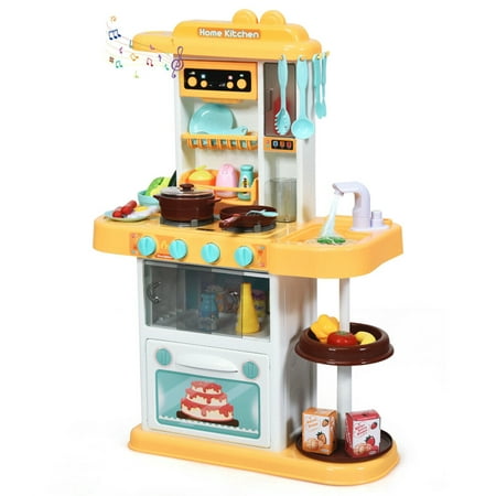 Gymax Kitchen Playset Kids Play Kitchen Toy Accessories Set w/Realistic Lights &Sounds | Walmart