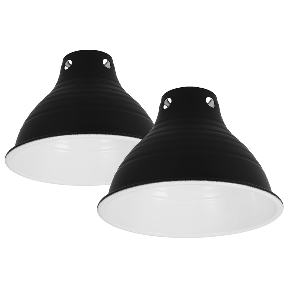 FUEENIRVA 2pcs Reptile Dome Lamp Cover Heat Shield 5.5 Inch Metal Black