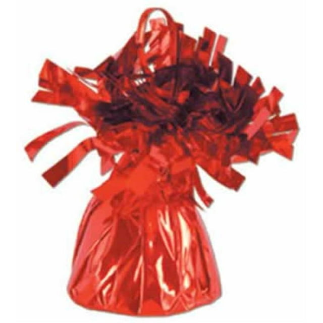 Beistle 50804-R Metallic Wrapped Balloon Weights - Red- Pack of 12