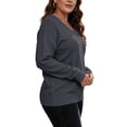 thumbnail image 6 of Womens Knit Plus Size Sweaters V-Neck Long Sleeve Warm Casual Loose Fit Fall Winter Pullover Sweaters Dark Gray XL-5XL, 6 of 7