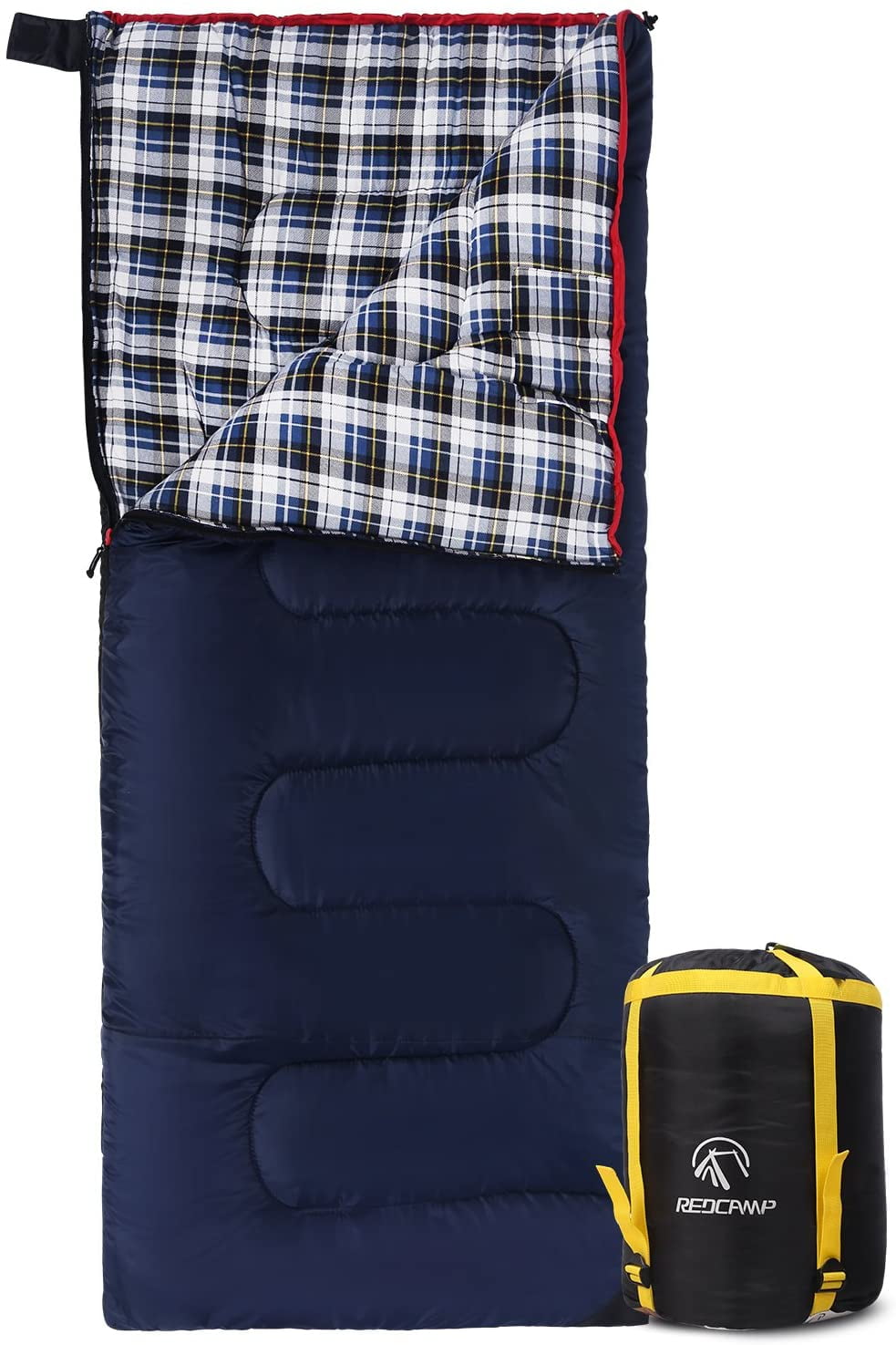REDCAMP Cotton Flannel Sleeping Bags for Camping, 3Season Warm and Comfortable Adult Sleeping