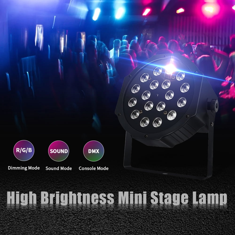 DJ Stage Lights Party Lights 18W DMX512 RGB Sound Activated Stage Disco Lights Light Beams with Remote Control for Dance Parties Bar Karaoke Xmas Wedding Show Club 